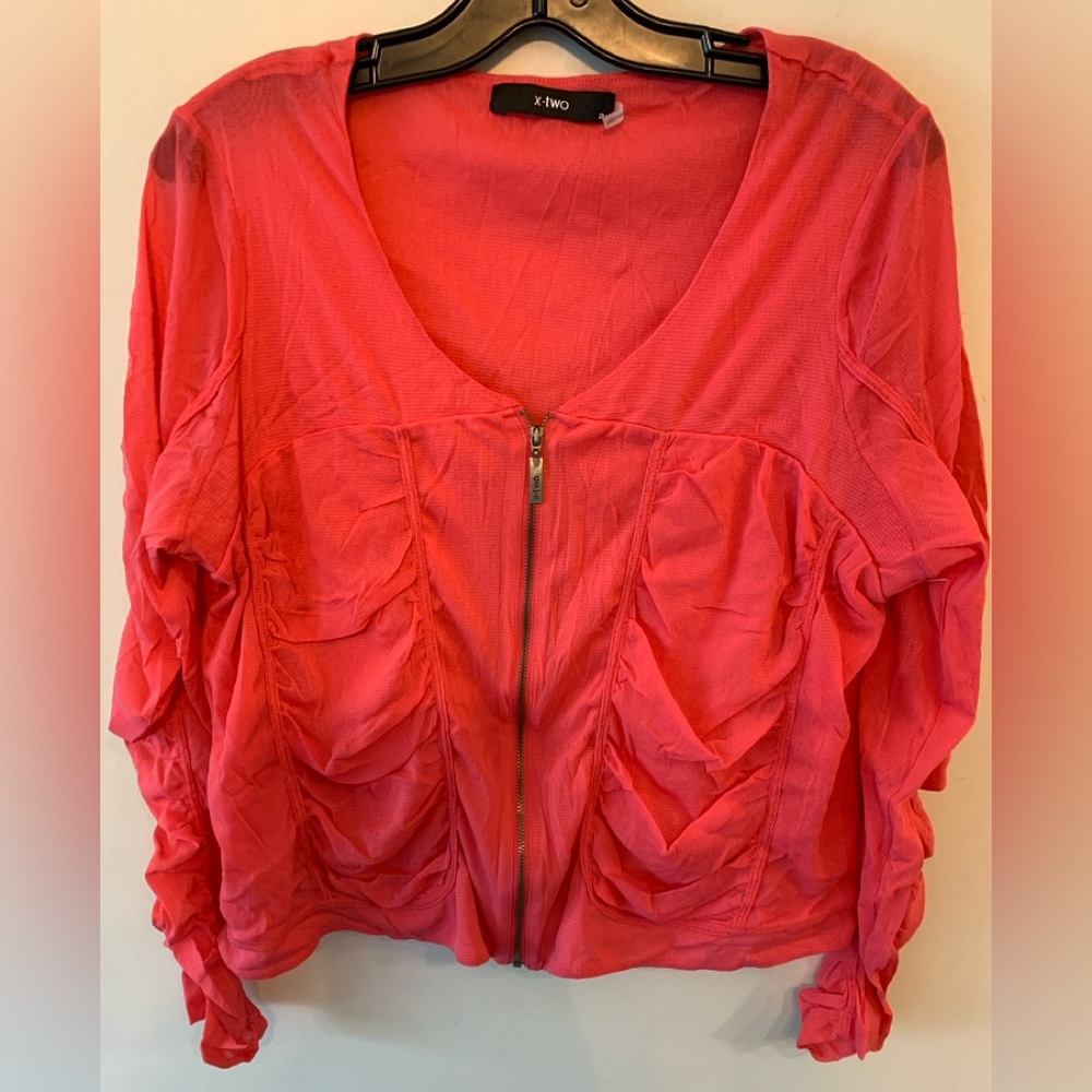 X-TWO Women's Coral Zip Up Lightweight Stretchy Jacket